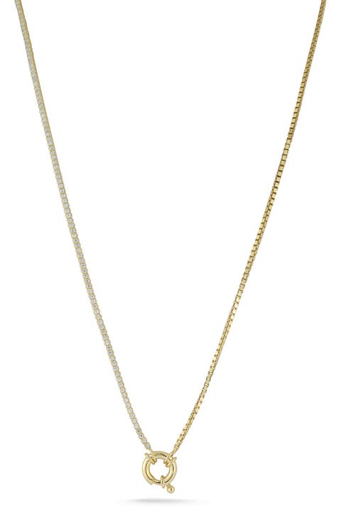 Cubic Zirconia Half Tennis Necklace