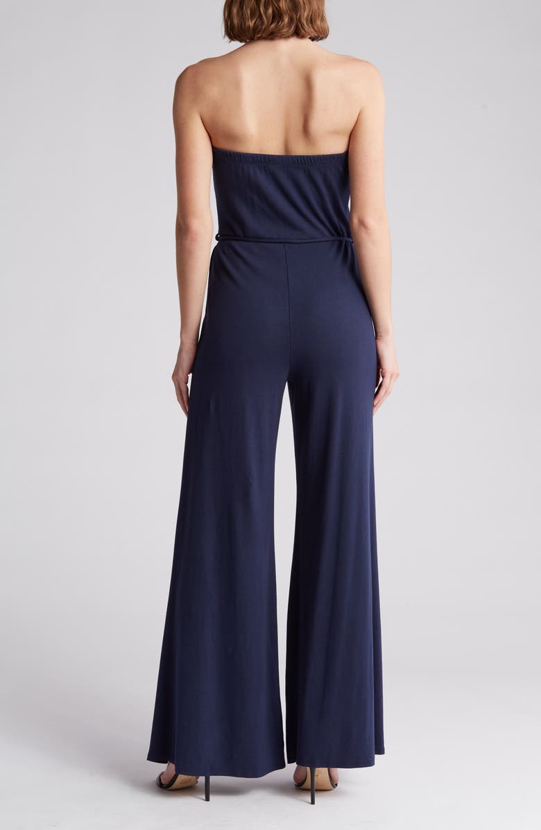 GO COUTURE Strapless Wide Leg Jumpsuit, Alternate, color, Navy