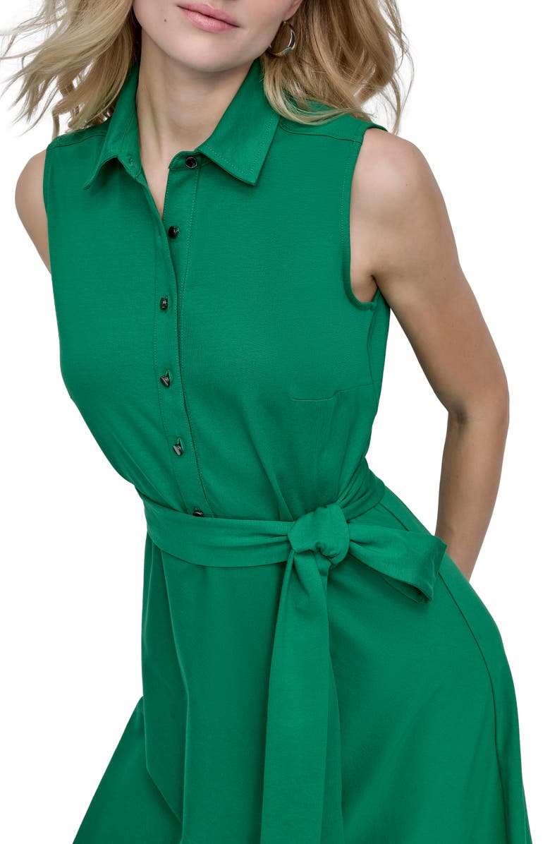 DKNY Tie Waist Shirtdress, Alternate, color, Clover