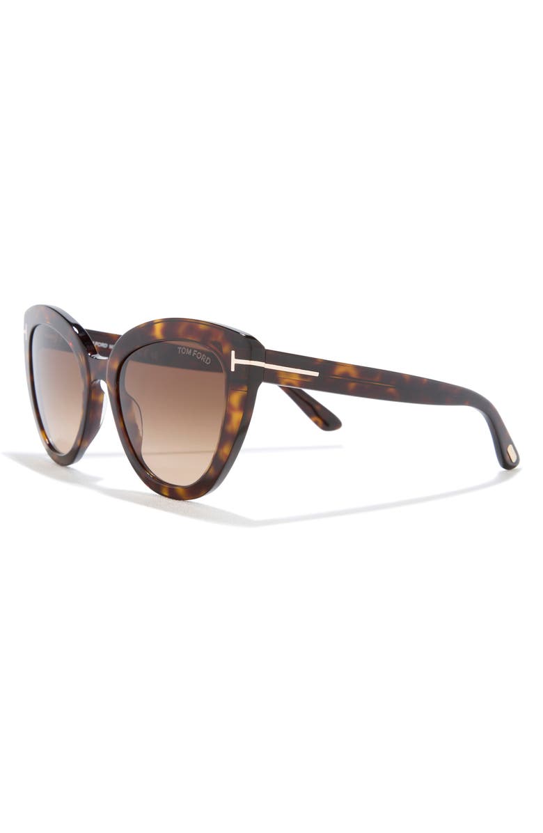 TOM FORD Izzi 53mm Cat Eye Sunglasses, Alternate, color, Dark Havana / Gradient Brown