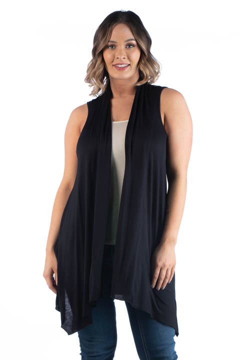 Plus Size Asymmetric Open Front Cardigan