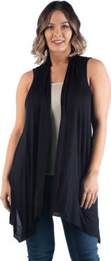 24seven Comfort Apparel Plus Size Asymmetric Open Front Cardigan