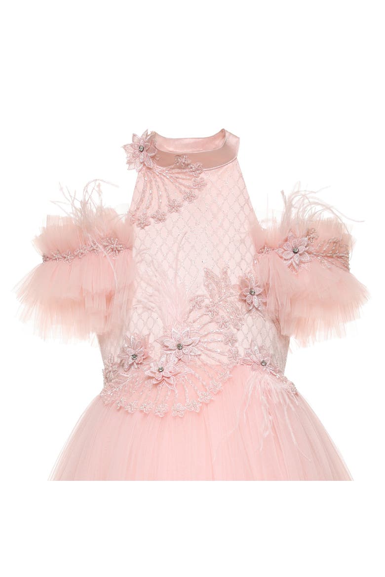Freya Lace Embellished Tulle Gown, Alternate, color, pink