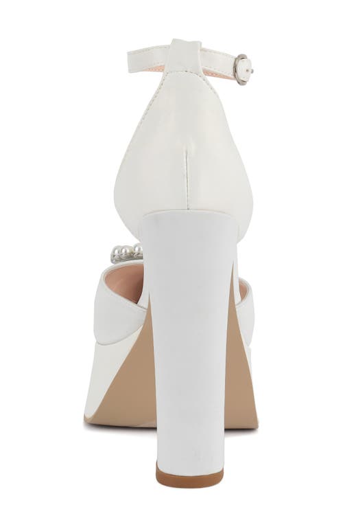 London Rag Maeissa Pearly Brooch Ankle Strap Platform Pump In White