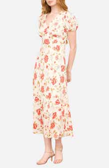 Floral Puff Sleeve Midi Dress