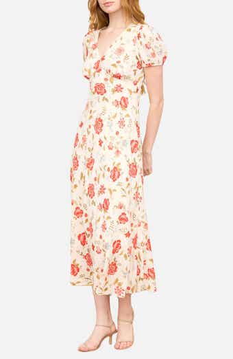 Floral Puff Sleeve Midi Dress