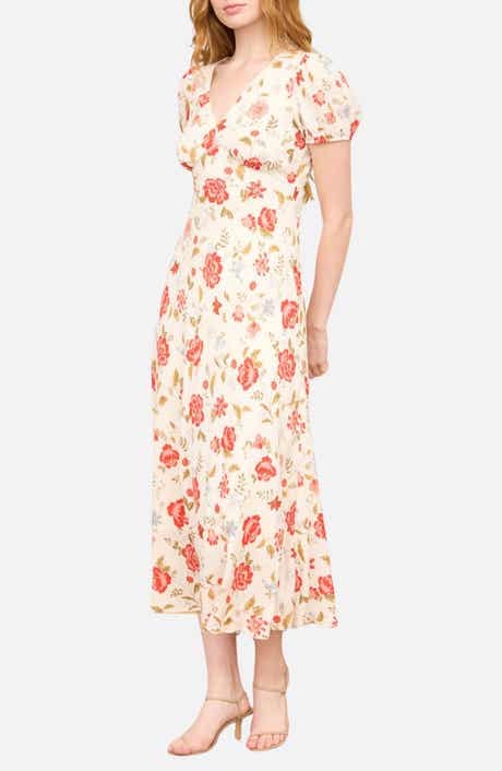 Floral Puff Sleeve Midi Dress