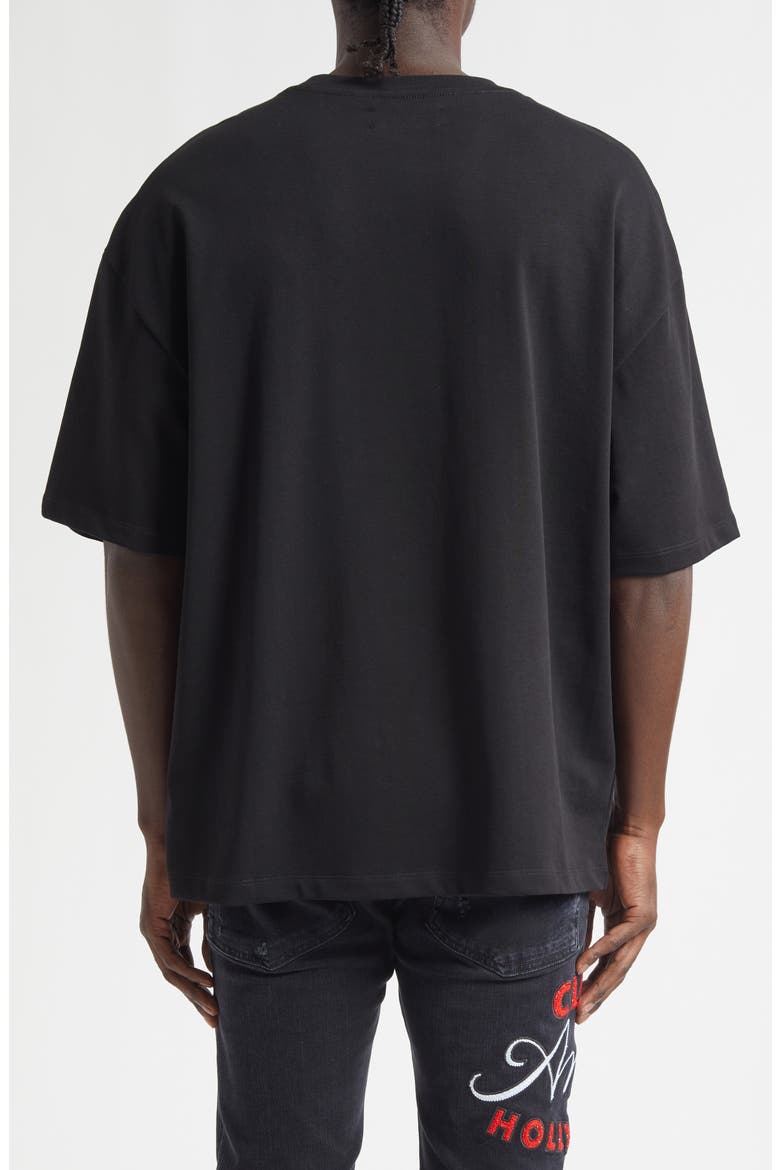 Oversize Crystal Embellished Club Amiri Appliqué T-Shirt, Alternate, color, BLACK