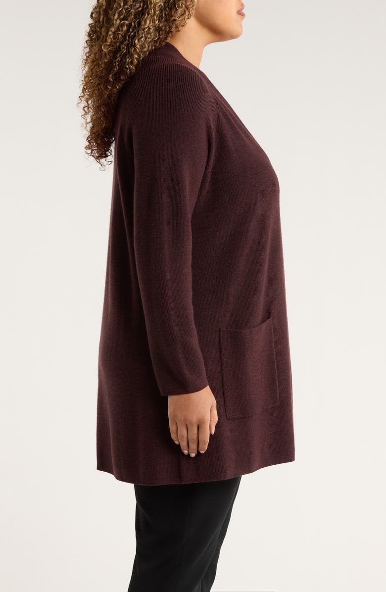 Eileen Fisher Open Front Wool Cardigan, Alternate, color, Cassis