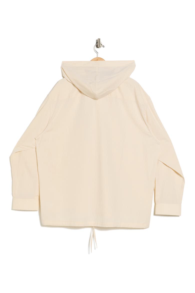Hoodie Cotton Poplin Button-Up Shirt, Alternate, color, VANILLA