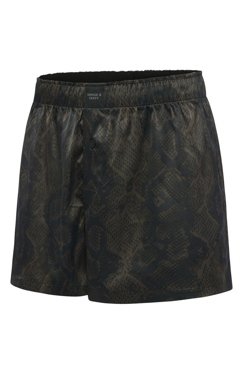 SAVAGE X FENTY Savage X Satin Boxers, Alternate, color, Black Caviar Boa Baddie Print