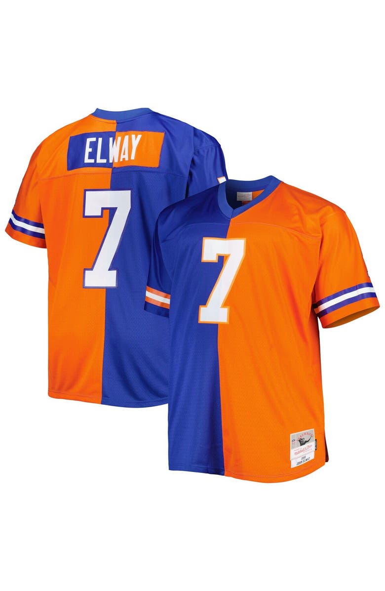 Mitchell & Ness Men's Mitchell & Ness John Elway Royal/Orange Denver Broncos Big & Tall Split Legacy Retired Player Replica Jersey, Main, color, Royal