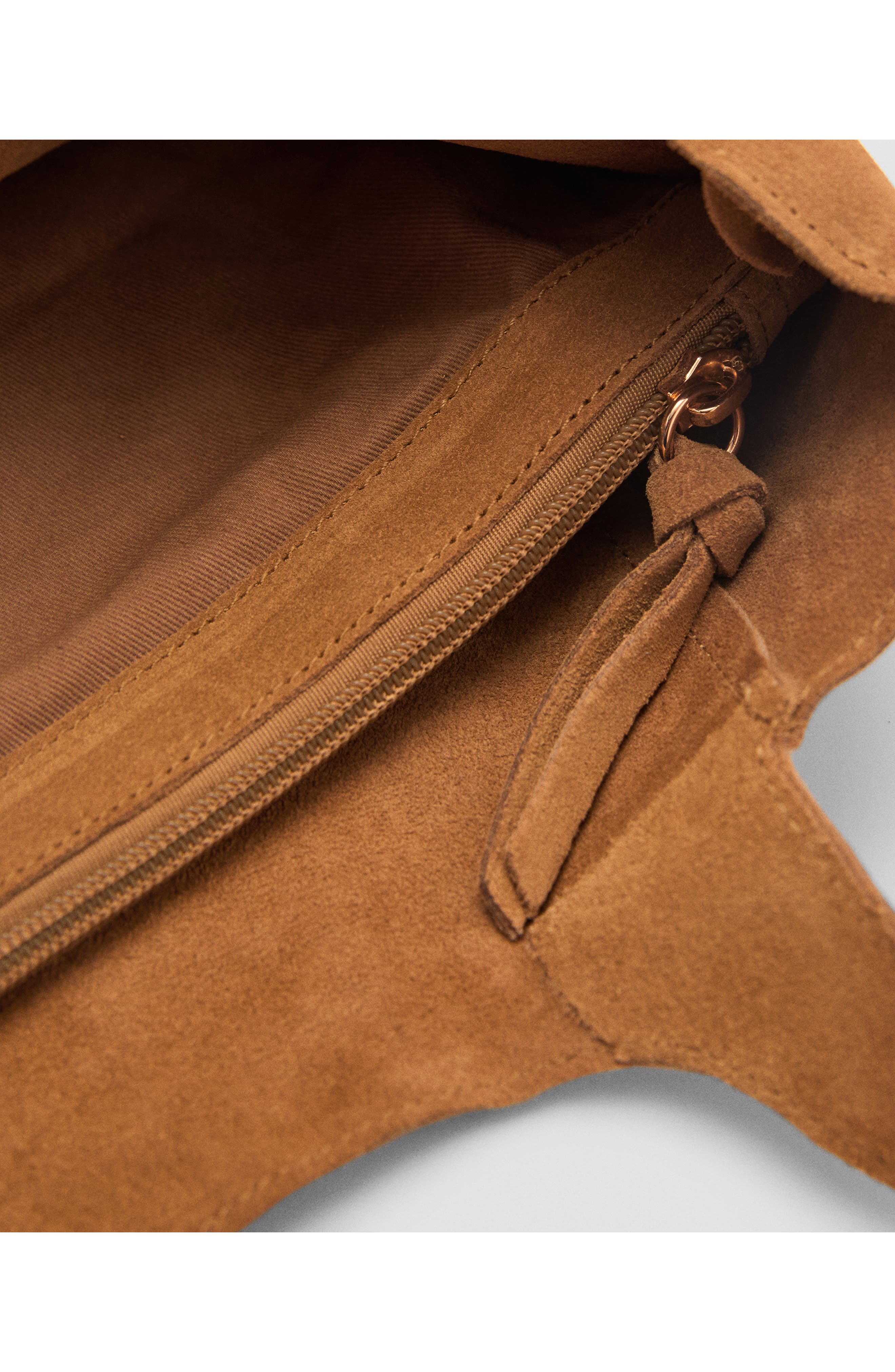 MANGO Suede Shopper Tote, Alternate, color, Brown Leather