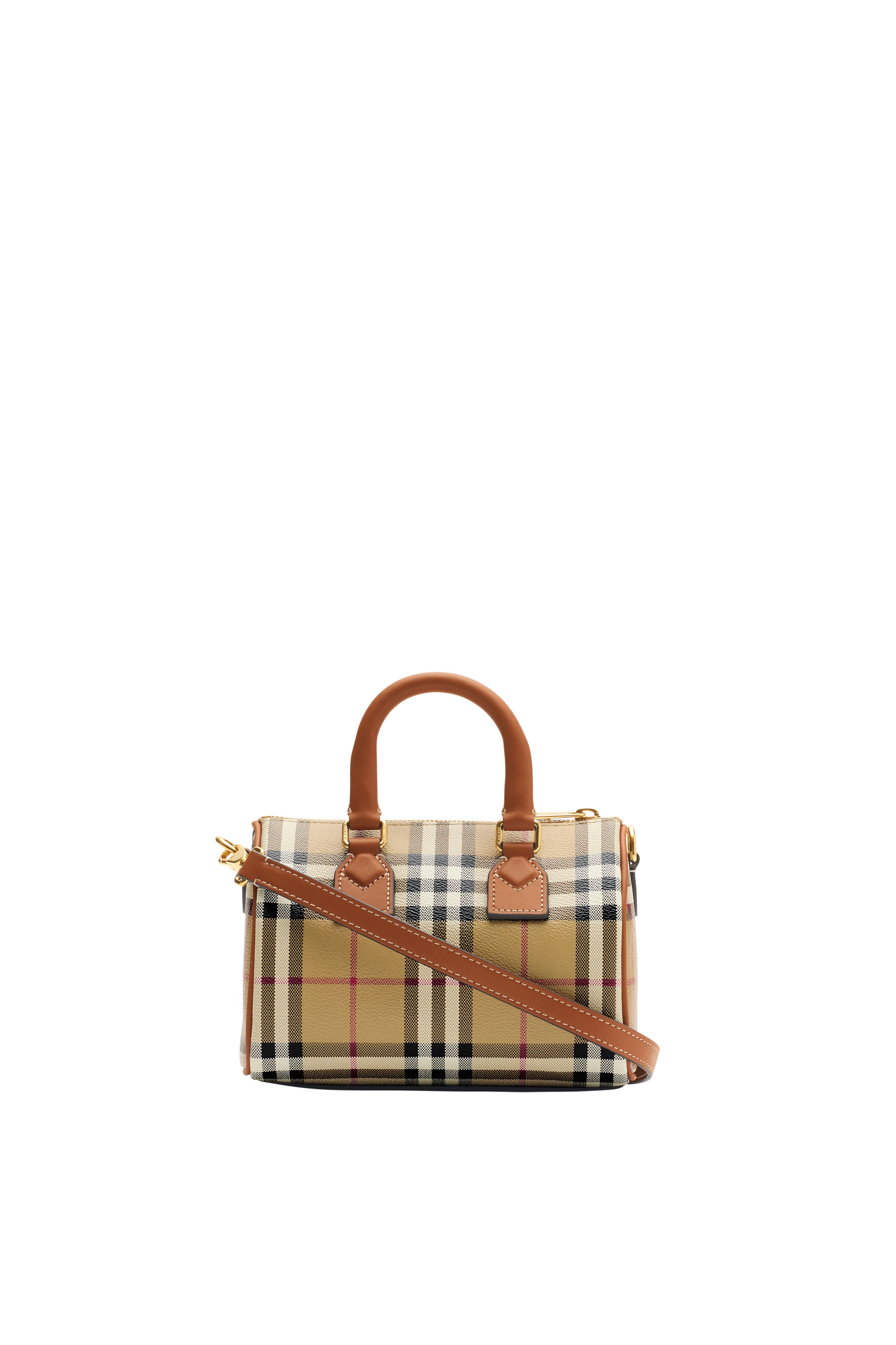 Mini Check Bowling Bag, Alternate, color, Archive beige/briar brown