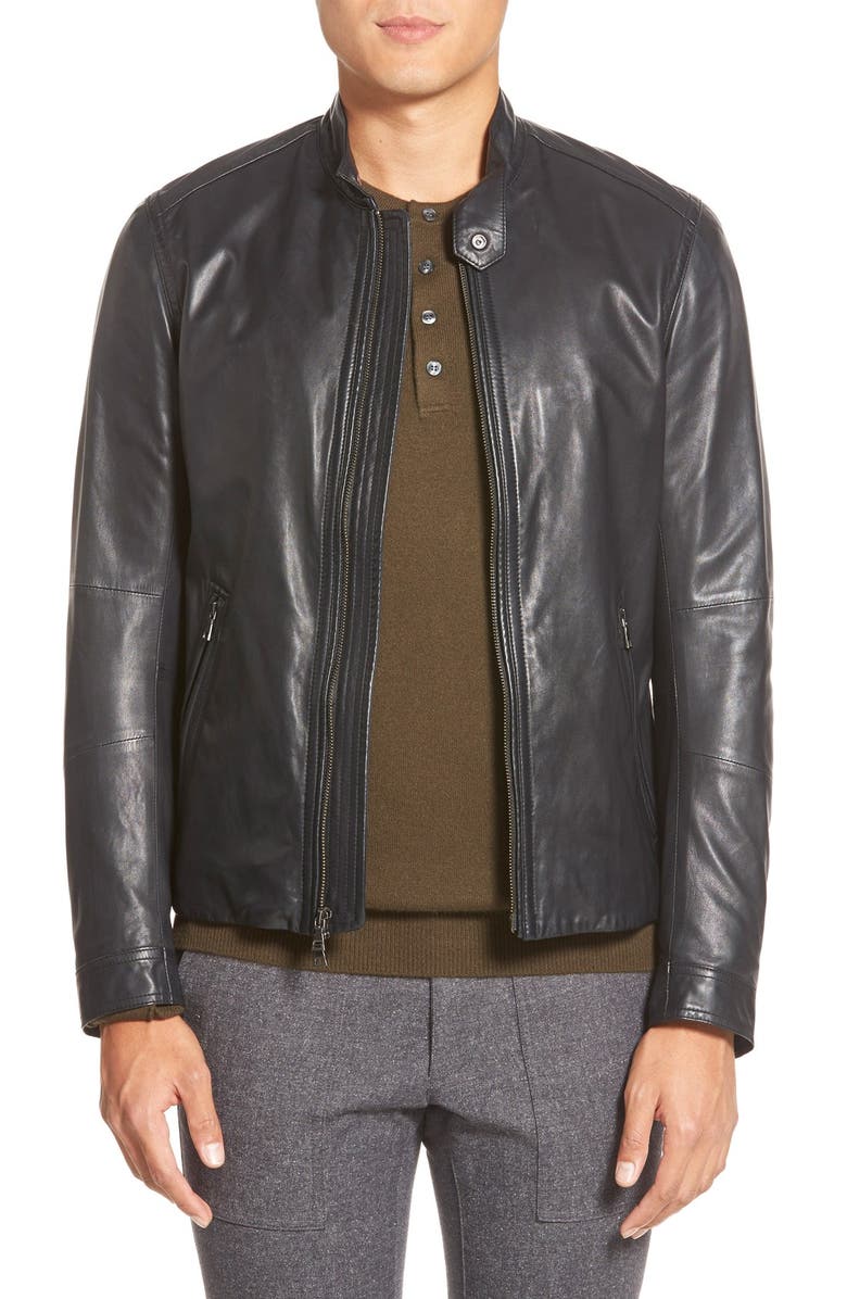 Vince 'Essential' Leather Moto Jacket, Main, color, 