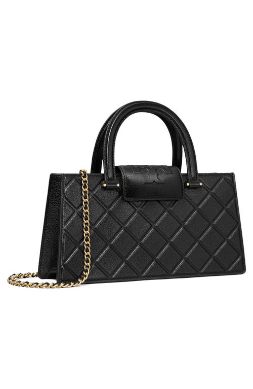 Tory Burch Fleming Top Handle Leather Satchel In Black
