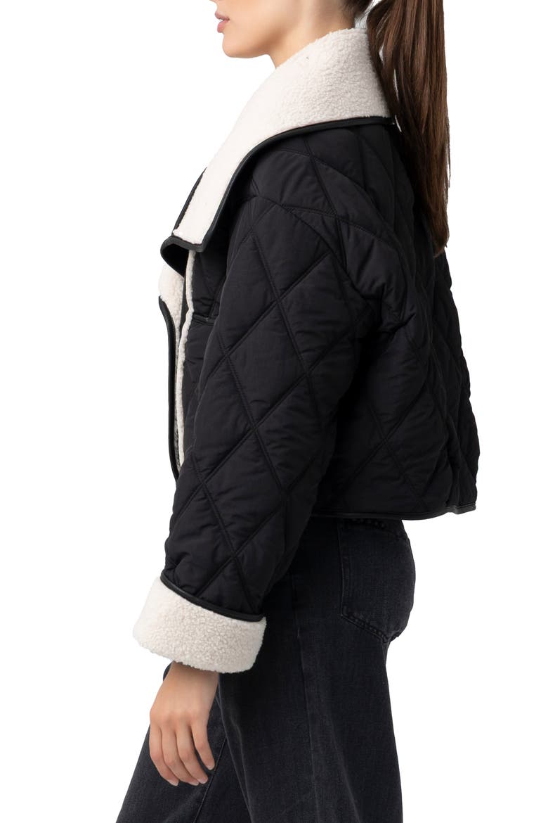 Faux Shearling Quilted Crop Jacket, Alternate, color, SECOND WIND
