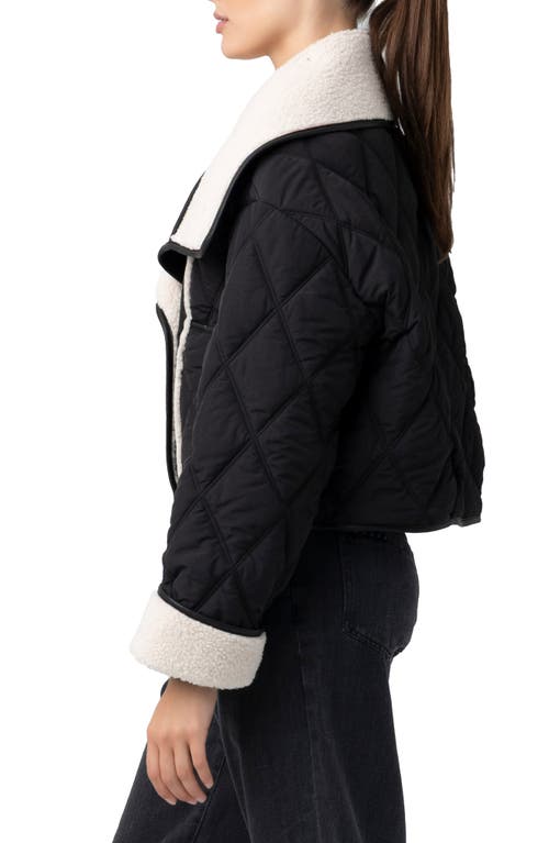 Blanknyc Faux Shearling Quilted Crop Jacket In Black