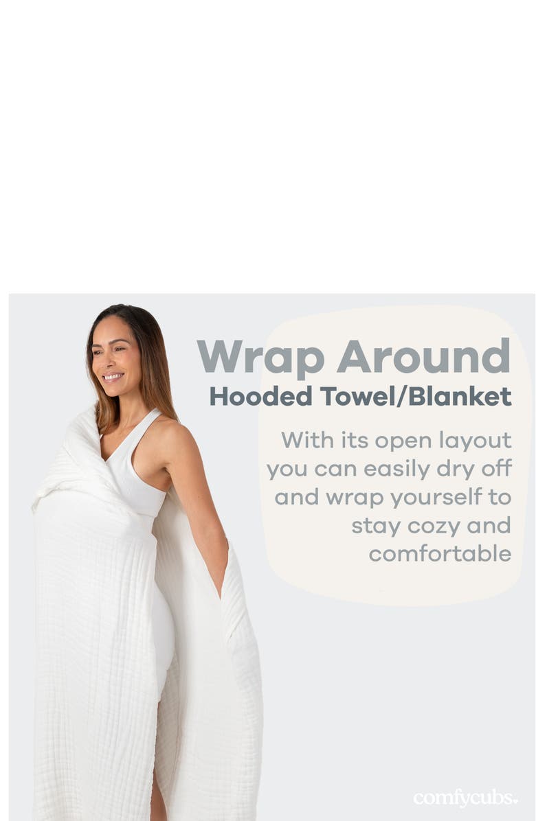 Comfy Cubs Adult Muslin Hooded Towel, Alternate, color, White