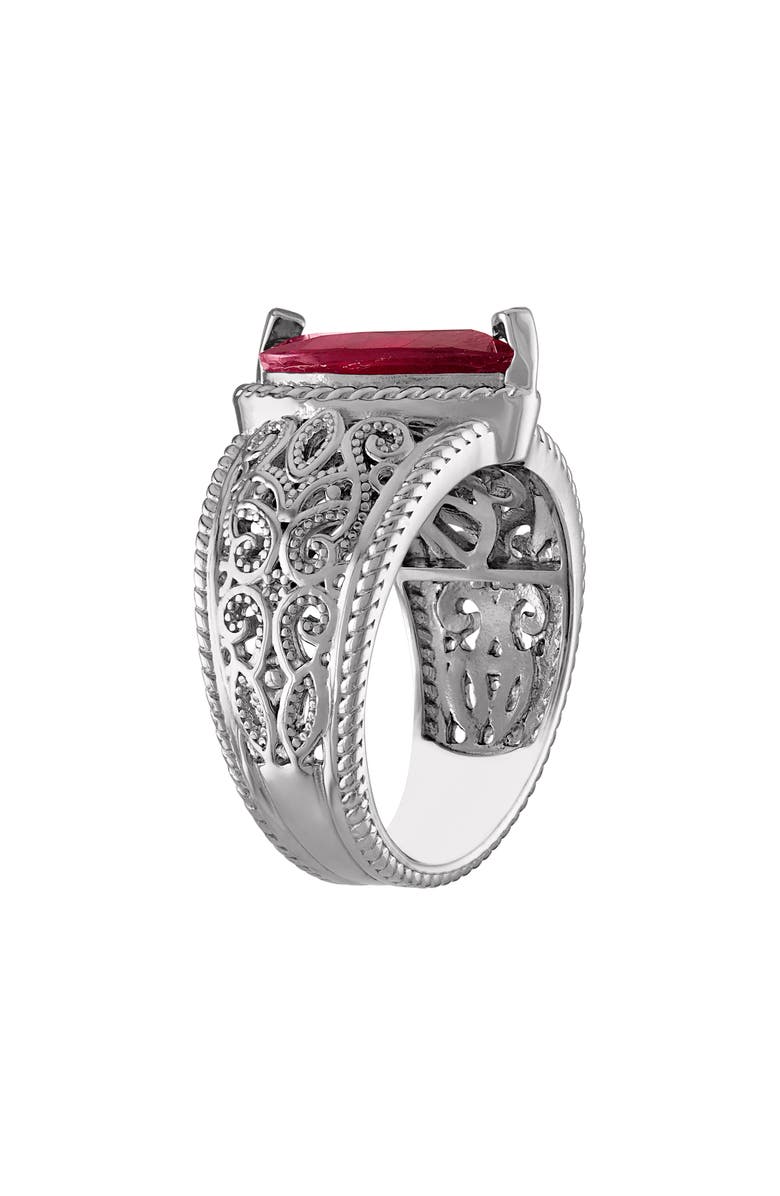FZN Sterling Silver Ruby & Diamond Filigree Ring, Alternate, color, Silver/ Ruby