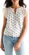Lucky Brand Cap Sleeve Mixed Media Top