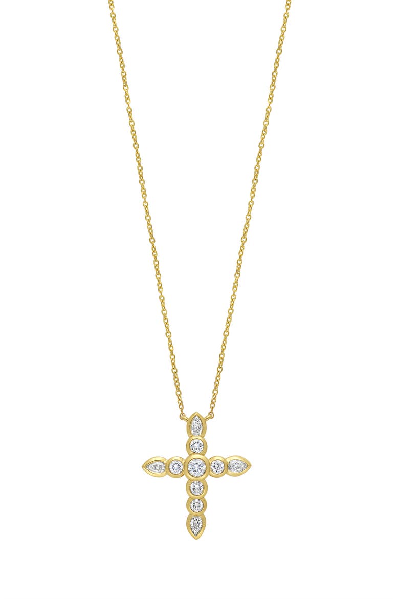 Monaco Diamond Cross Pendant Necklace (Nordstrom Exclusive), Main, color, 18K YELLOW GOLD