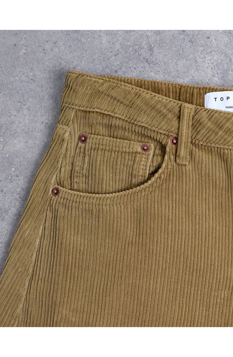 Topshop High Waist Barrel Corduroy Jeans, Alternate, color, Tan