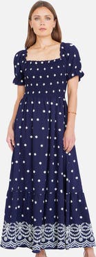 Yumi Border Hemline Smocked Maxi Dress