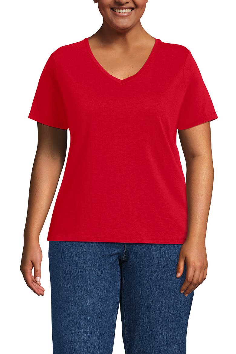 Supima Cotton V-Neck T-Shirt, Alternate, color, Compass Red