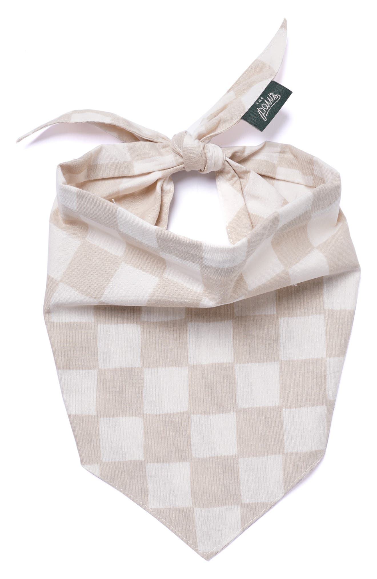 The Paws Checkers Dog Bandana in Beige 