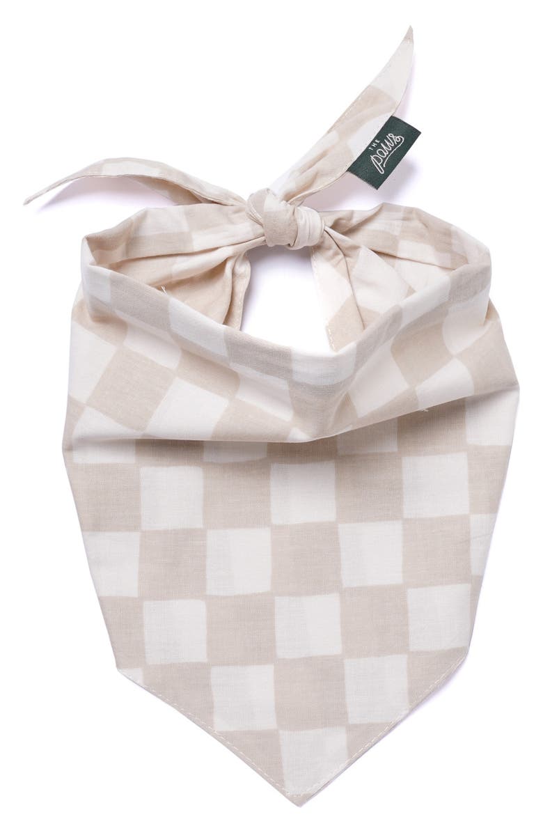 The Paws Checkers Dog Bandana, Main, color, Beige
