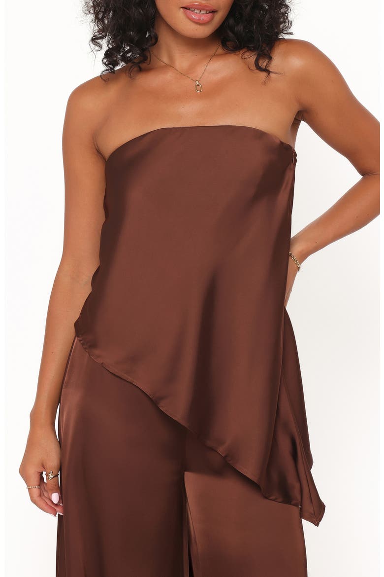 Charmer Asymmetric Strapless Top, Main, color, DARK BROWN