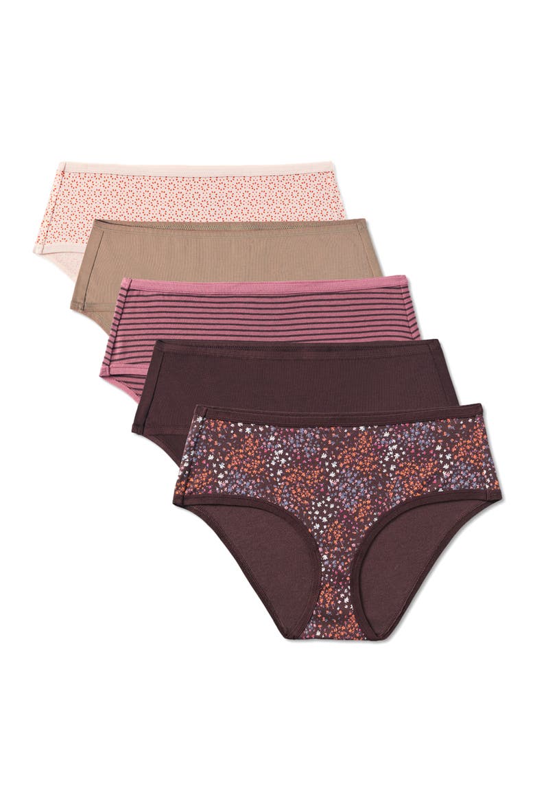 Everyday Mid Rise Hipster 5-Pack Made With Organic Cotton, Alternate, color, First Light
