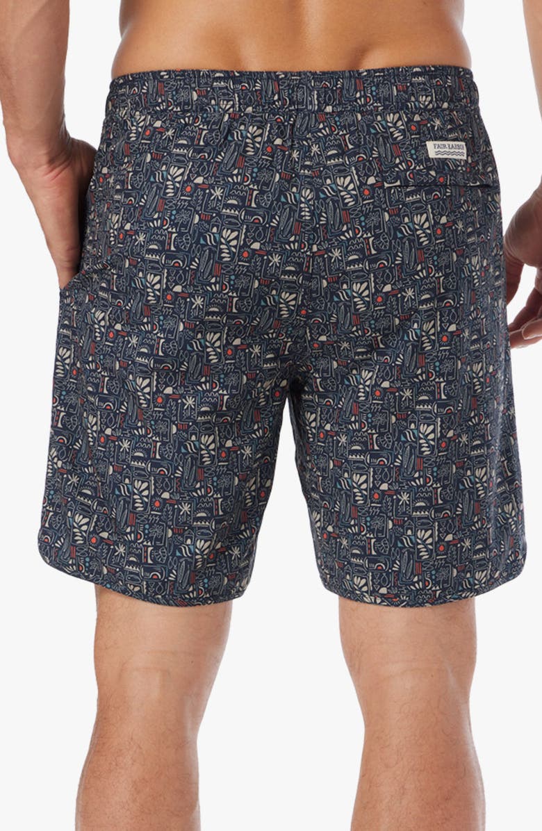 Fair Harbor Anchor Water Repellent Swim Trunks, Alternate, color, Black Sketched Summer