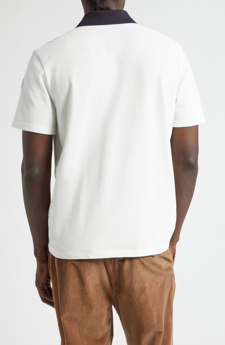 Moncler Logo Patch Cotton Piqué Polo, Alternate, color, Silk White