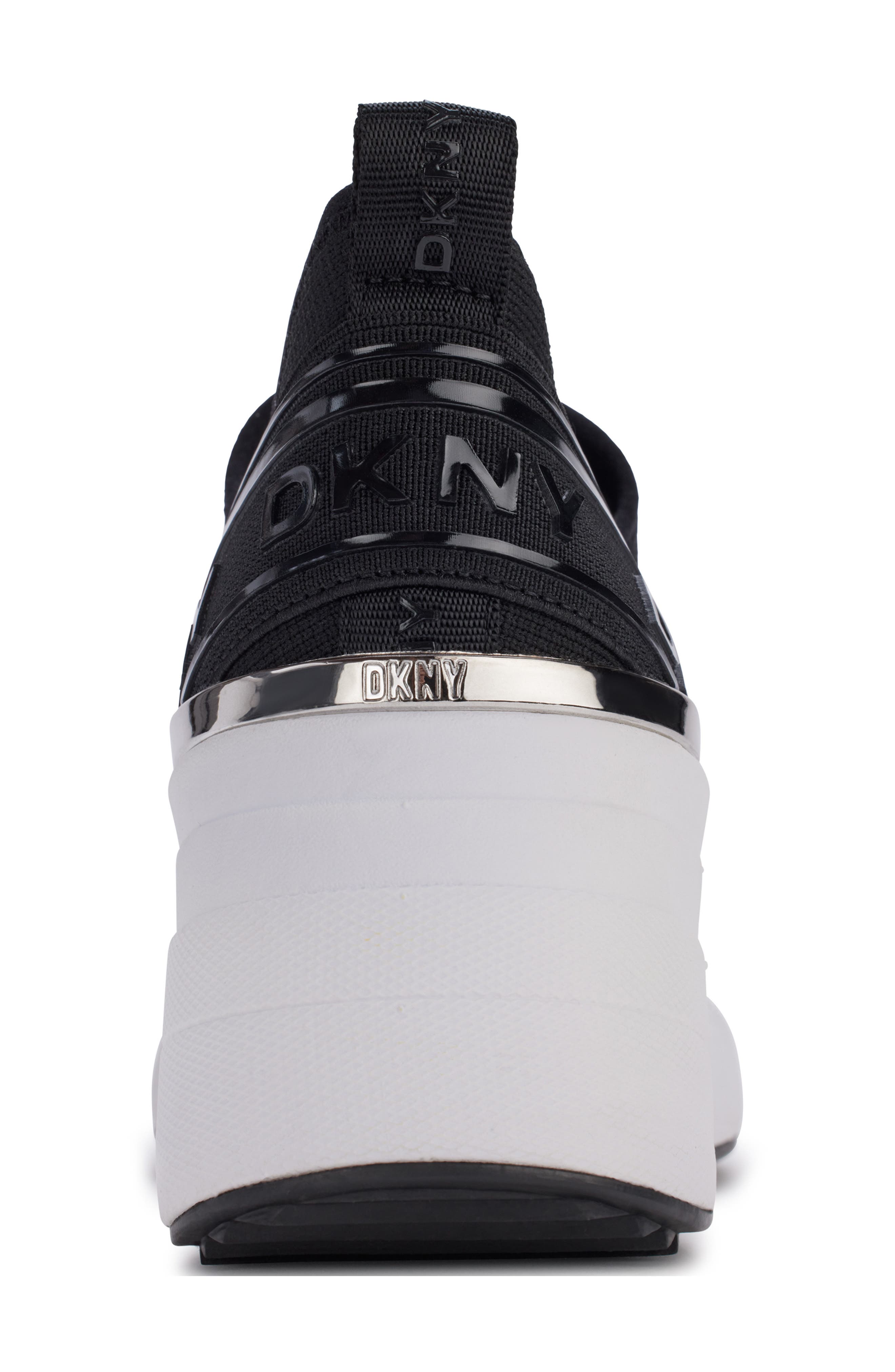 DKNY Keeva Wedge Knit Sneaker, Alternate, color, Black
