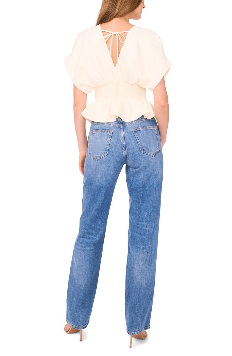 Parker The Halle V-Neck Cinch Waist Peplum Top, Alternate, color, Snowy Lawn