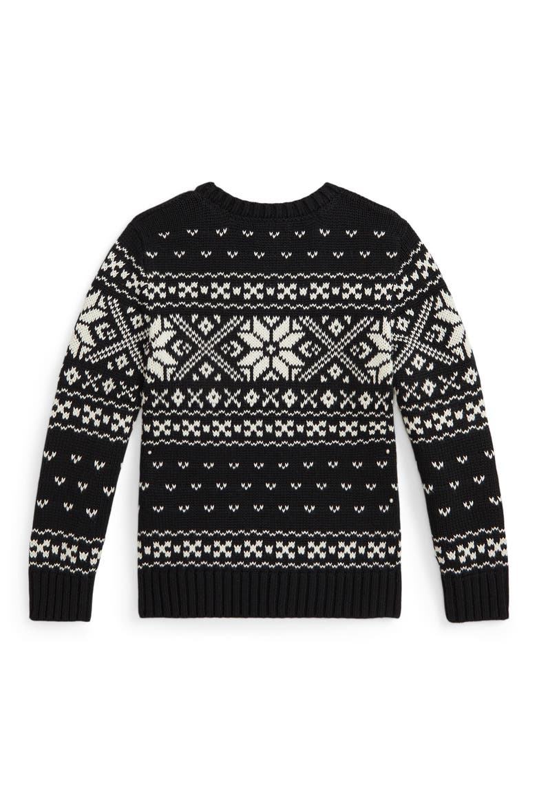 Kids' Fair Isle Cotton Sweater, Alternate, color, POLO BLACK MULTI