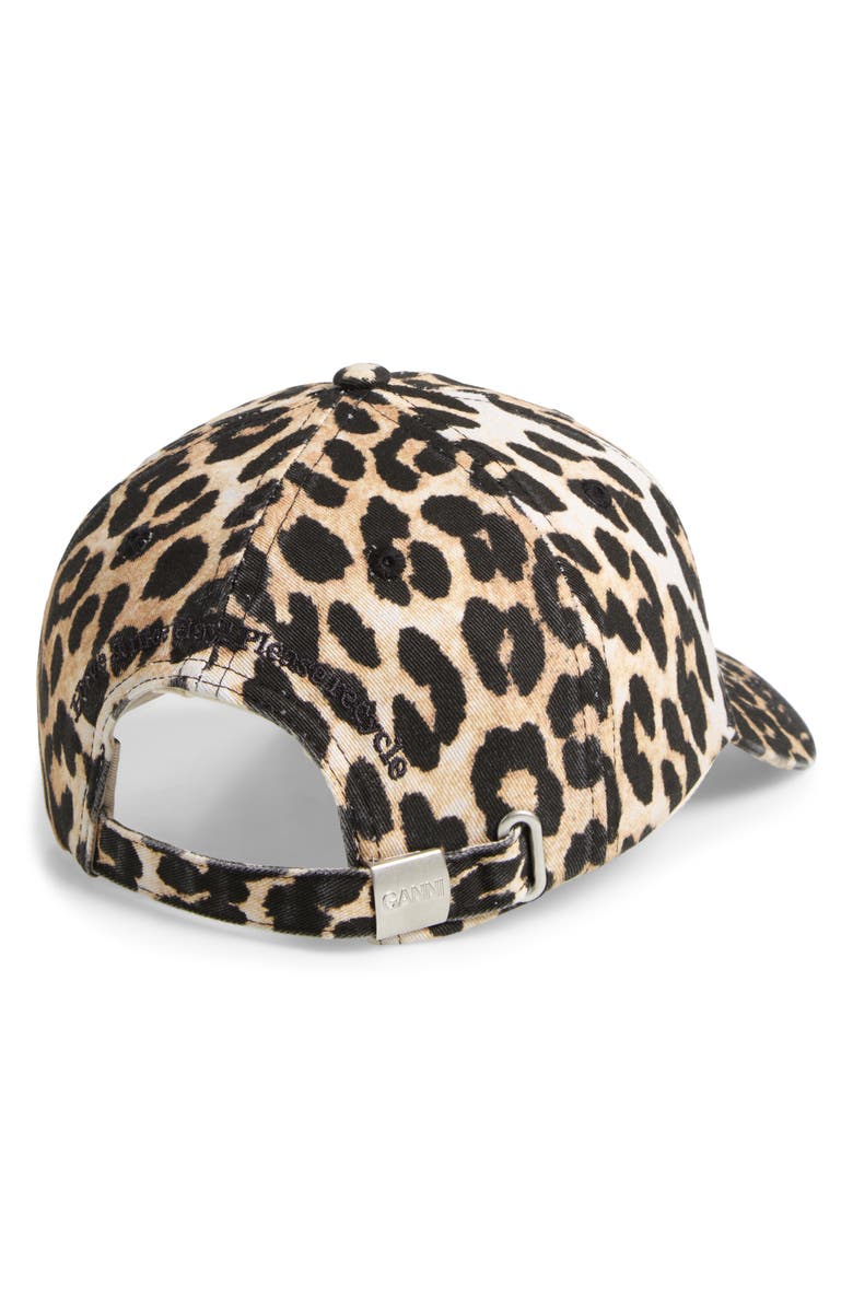 Ganni Leopard Cotton Baseball Cap, Alternate, color, Leopard