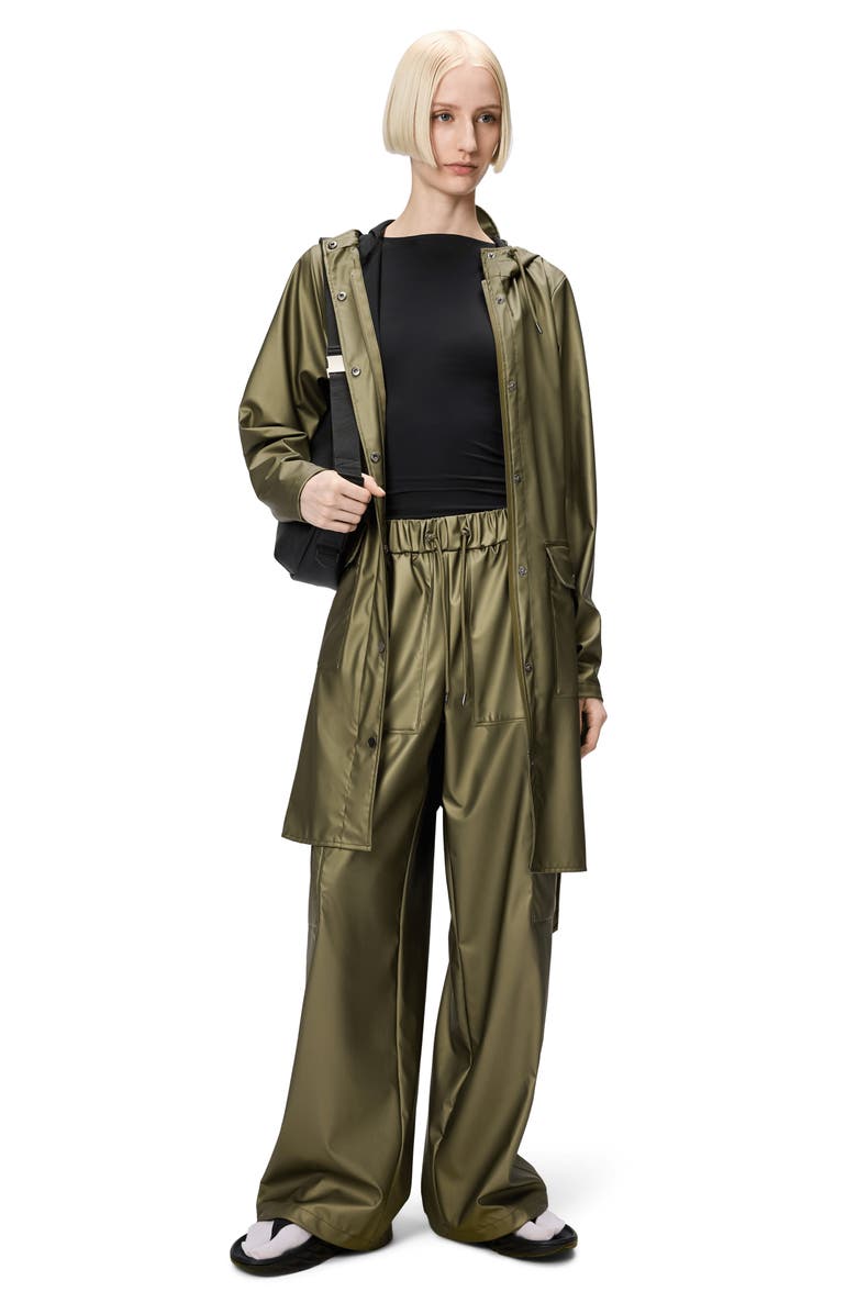 Rains Curve Waterproof Belted Jacket, Alternate, color, Revel