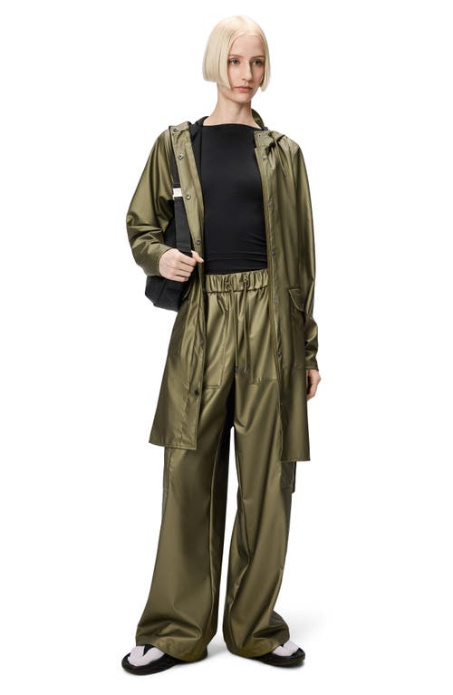 Rains Curve Waterproof Belted Jacket In Green