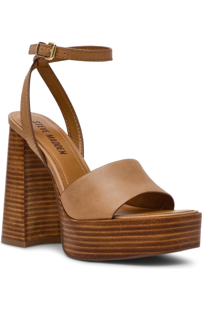 Steve Madden Floria Platform Ankle Strap Sandal, Main, color, Banana Leather