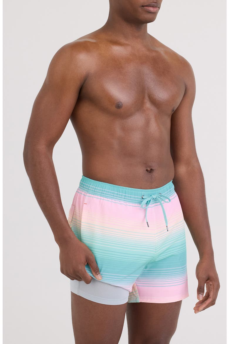 Oh Buoy 2N1 5-Inch Volley Swim Trunks, Alternate, color, HAZY STRIPE-AQUA