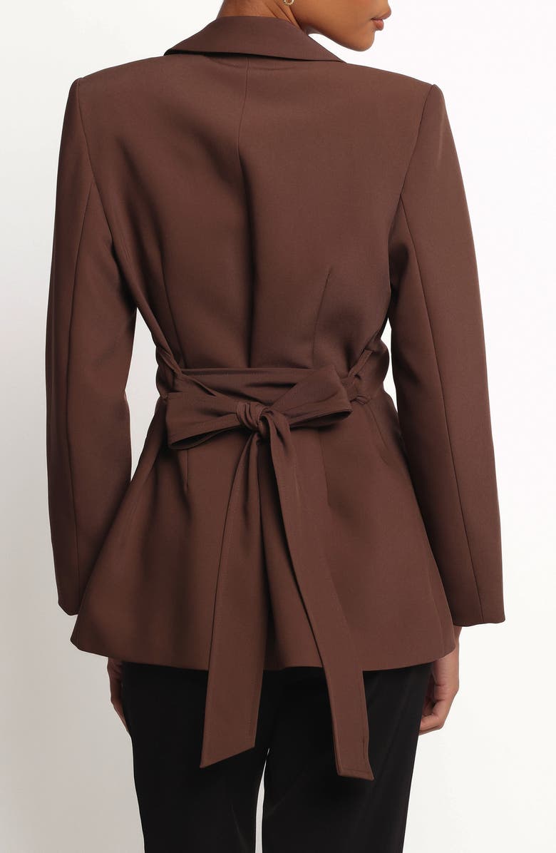 Petal & Pup Eliana Tie Waist Blazer, Alternate, color, Espresso