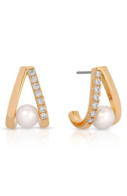 Ettika Pave And Mother Of Pearl Drop Earrings In Gold