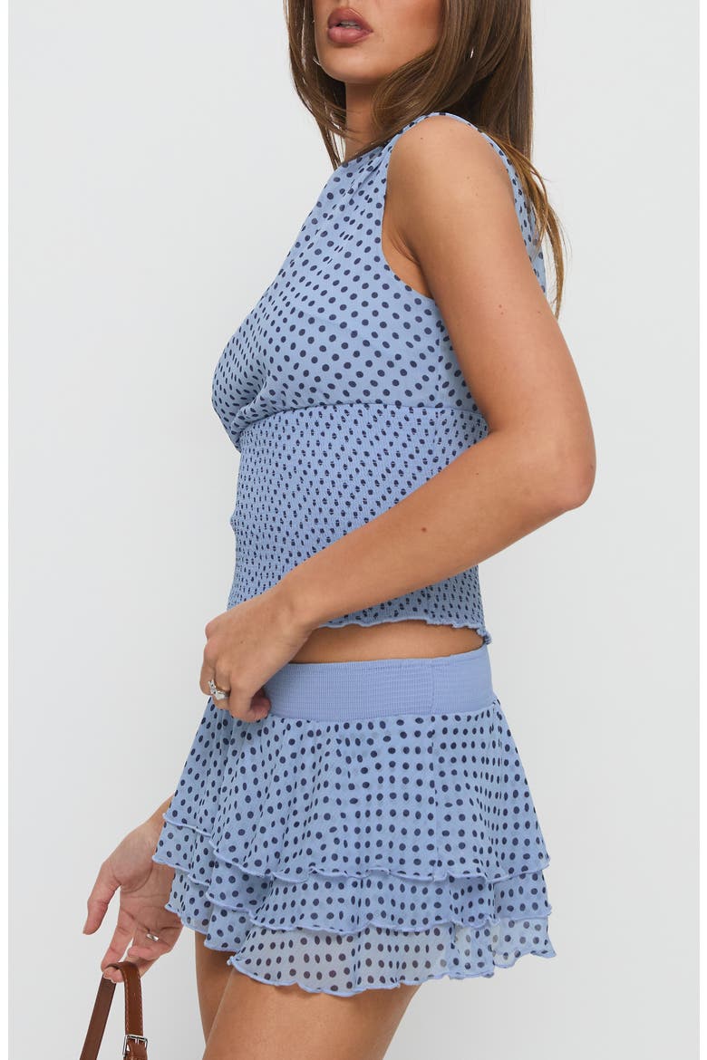 Ready To Party One-Shoulder Polka Dot Top, Alternate, color, BLUE POLKA