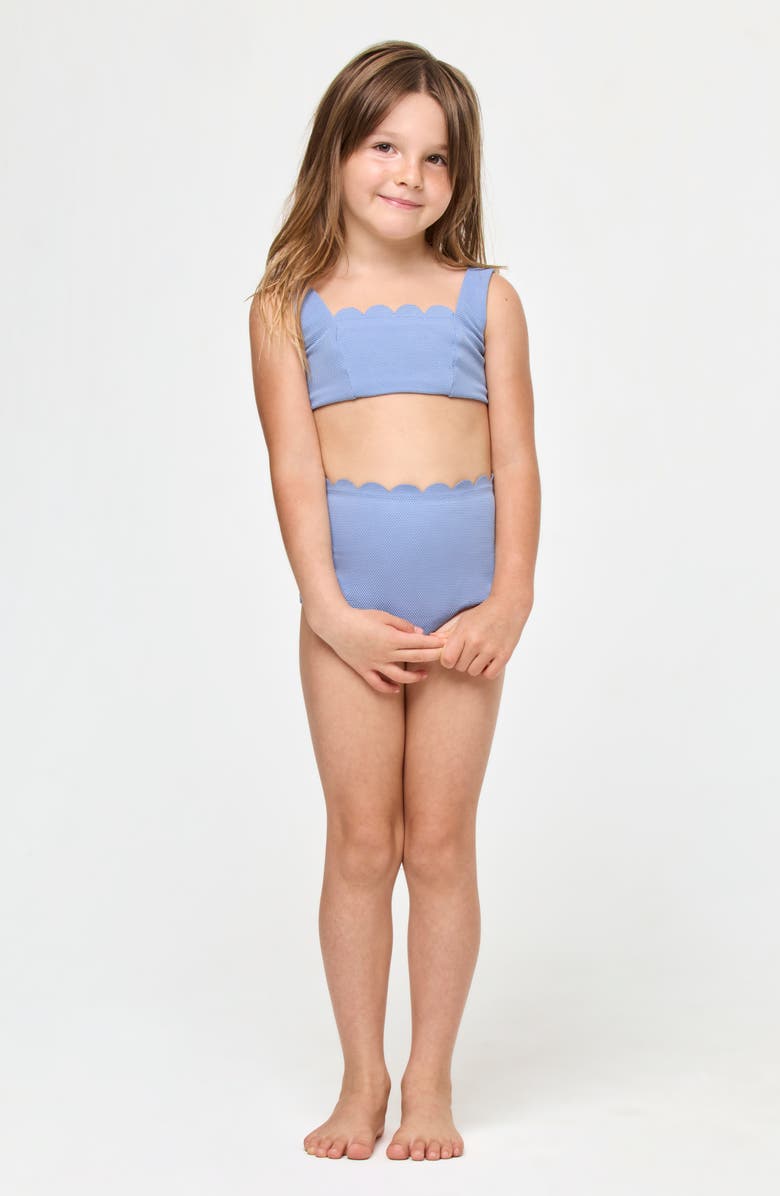 LSPACE Kids' Little Seashell Scallop Two-Piece Swimsuit, Alternate, color, Chambray