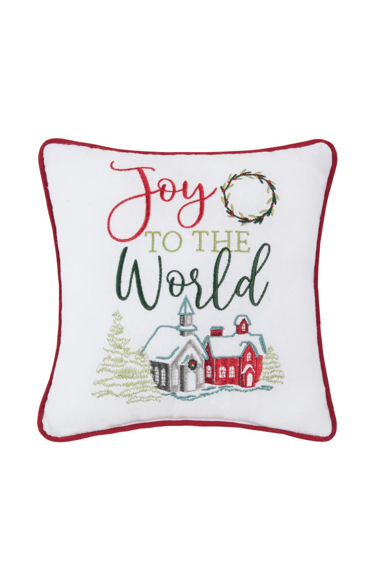 C&F Home Joy To The World Small Christmas Accent Pillow, 10" x 10", Main, color, Green
