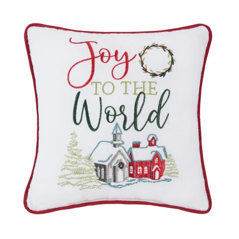Joy To The World Small Christmas Accent Pillow, 10" x 10"