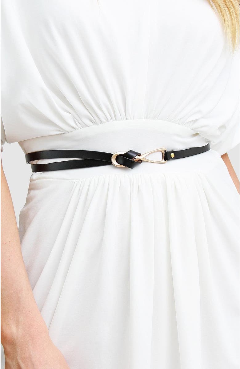 Belle & Bloom London Mood Leather Tie Belt, Alternate, color, Black